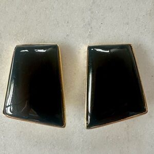 Vintage 1980s Black and Gold Earrings | 1980s costume clip on earrings